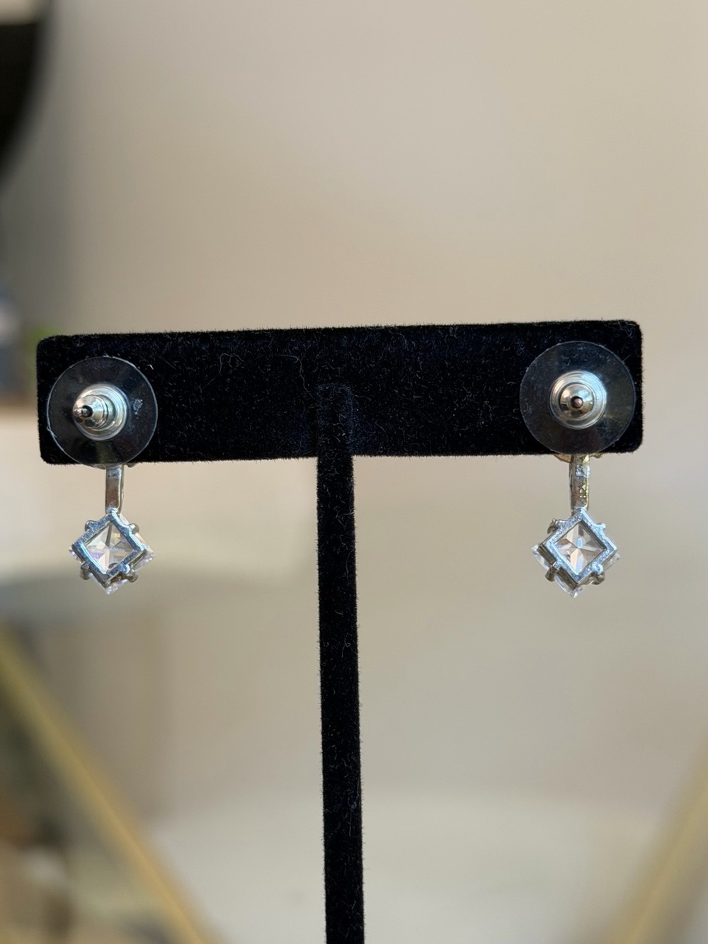 Classic Silver Cubic Zirconia Drop Earrings - White - Picture 4 of 4